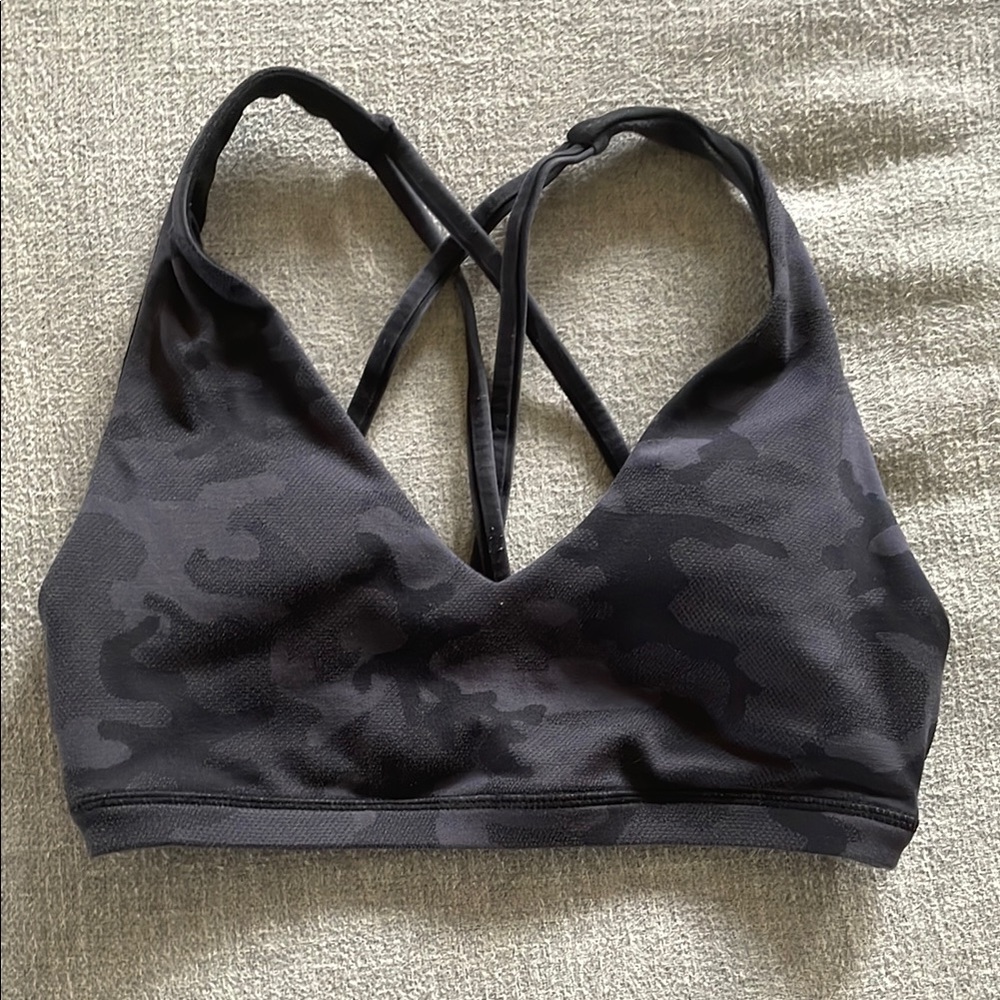 P'tula Black and Gray Sports Bra with Crossed Straps